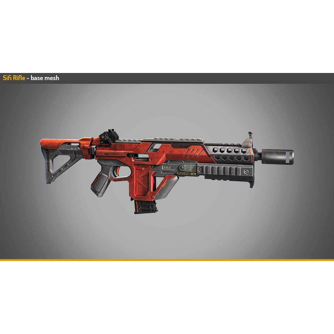 Sci-Fi Weapon 3D Model – Low Poly Game Ready Asset, FBX & OBJ - View 4