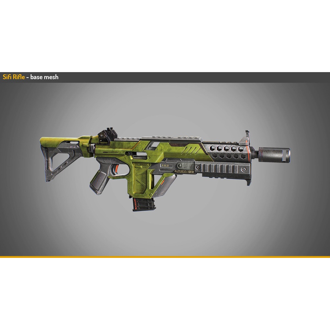 Sci-Fi Weapon 3D Model – Low Poly Game Ready Asset, FBX & OBJ - View 5