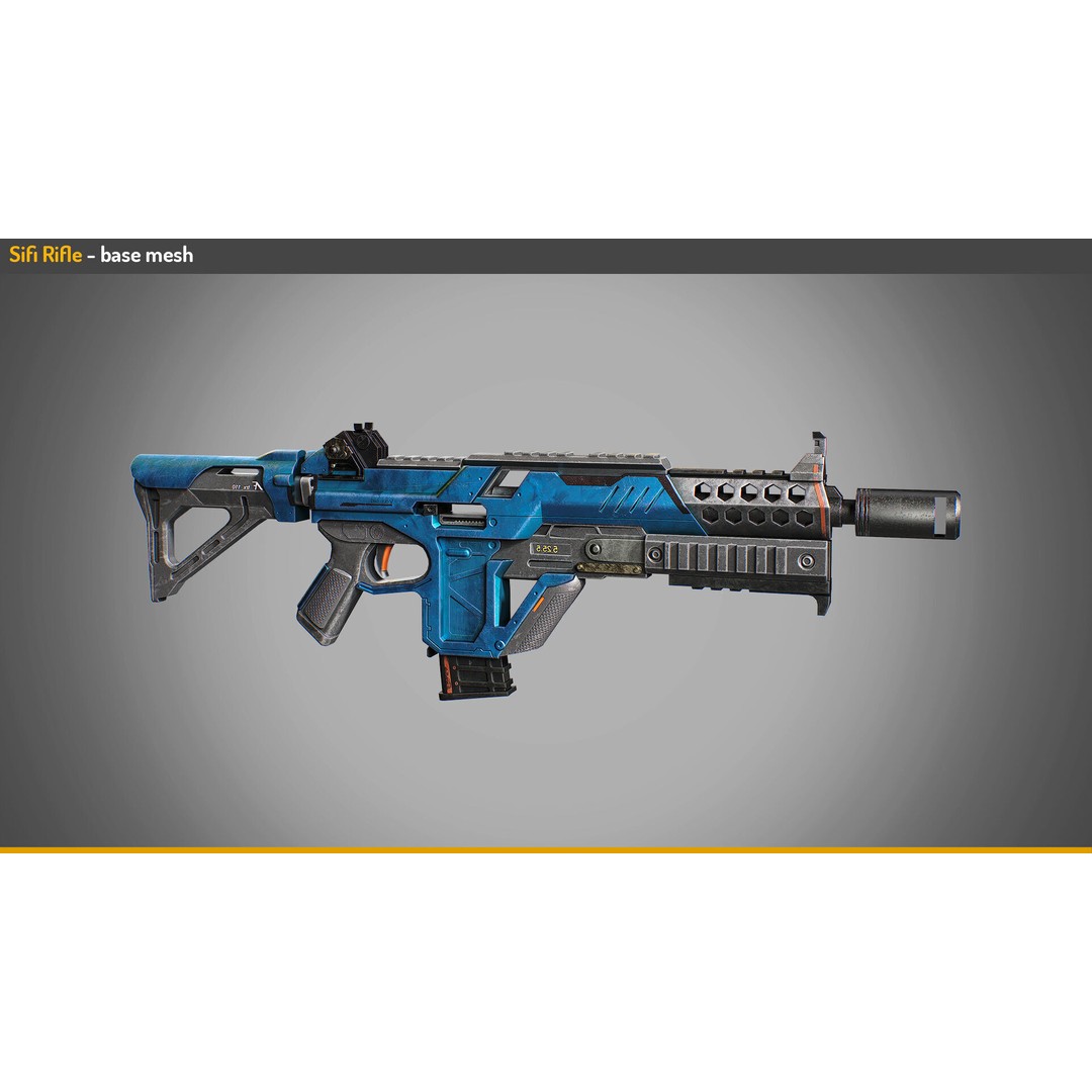 Sci-Fi Weapon 3D Model – Low Poly Game Ready Asset, FBX & OBJ - View 6