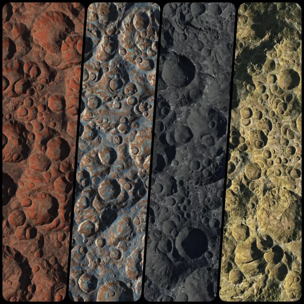 Seamless Craters Surface 3D Model – Low Poly Terrain, 16k Textures - View 2