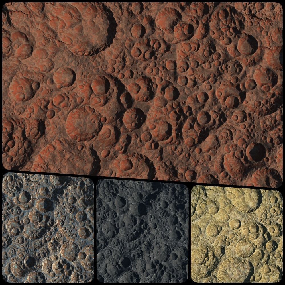Seamless Craters Surface 3D Model – Low Poly Terrain, 16k Textures - View 8