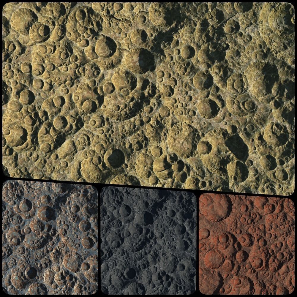Seamless Craters Surface 3D Model – Low Poly Terrain, 16k Textures - View 9