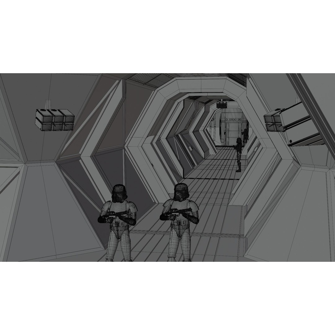 Imperial Brig 3D Model – Sci-Fi Prison Interior, Game Ready, FBX - View 3