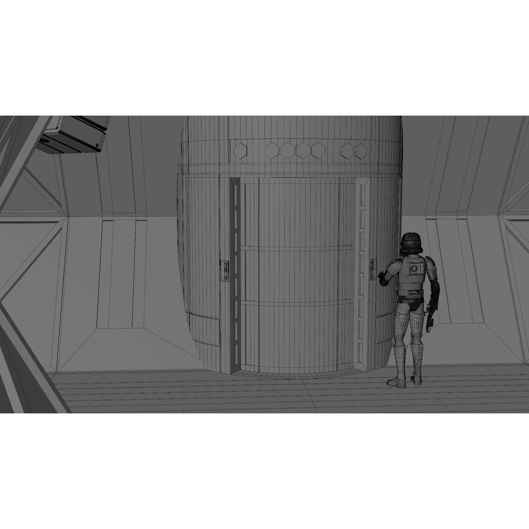 Imperial Brig 3D Model – Sci-Fi Prison Interior, Game Ready, FBX - View 5