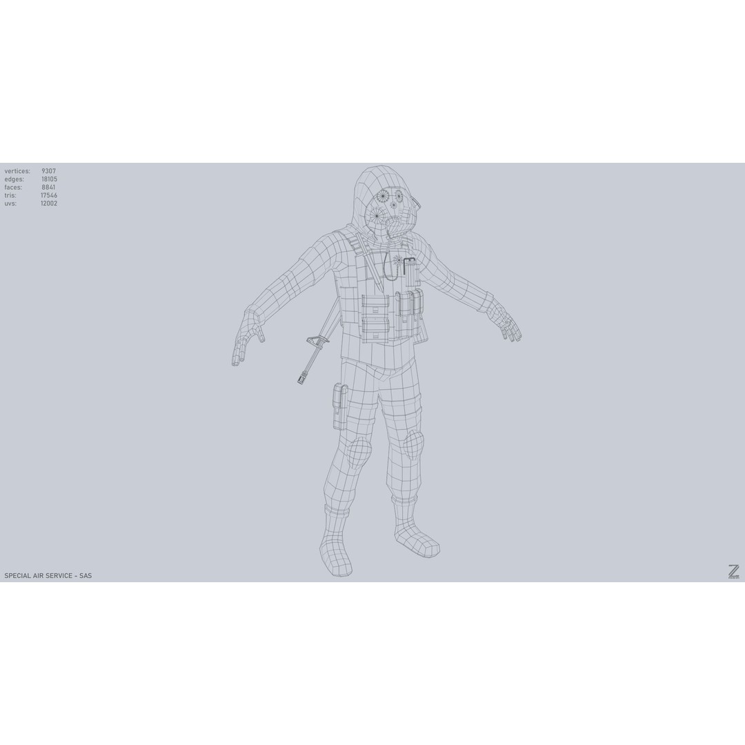 Military SAS 3D Model – Low Poly Character with PBR Textures, FBX
