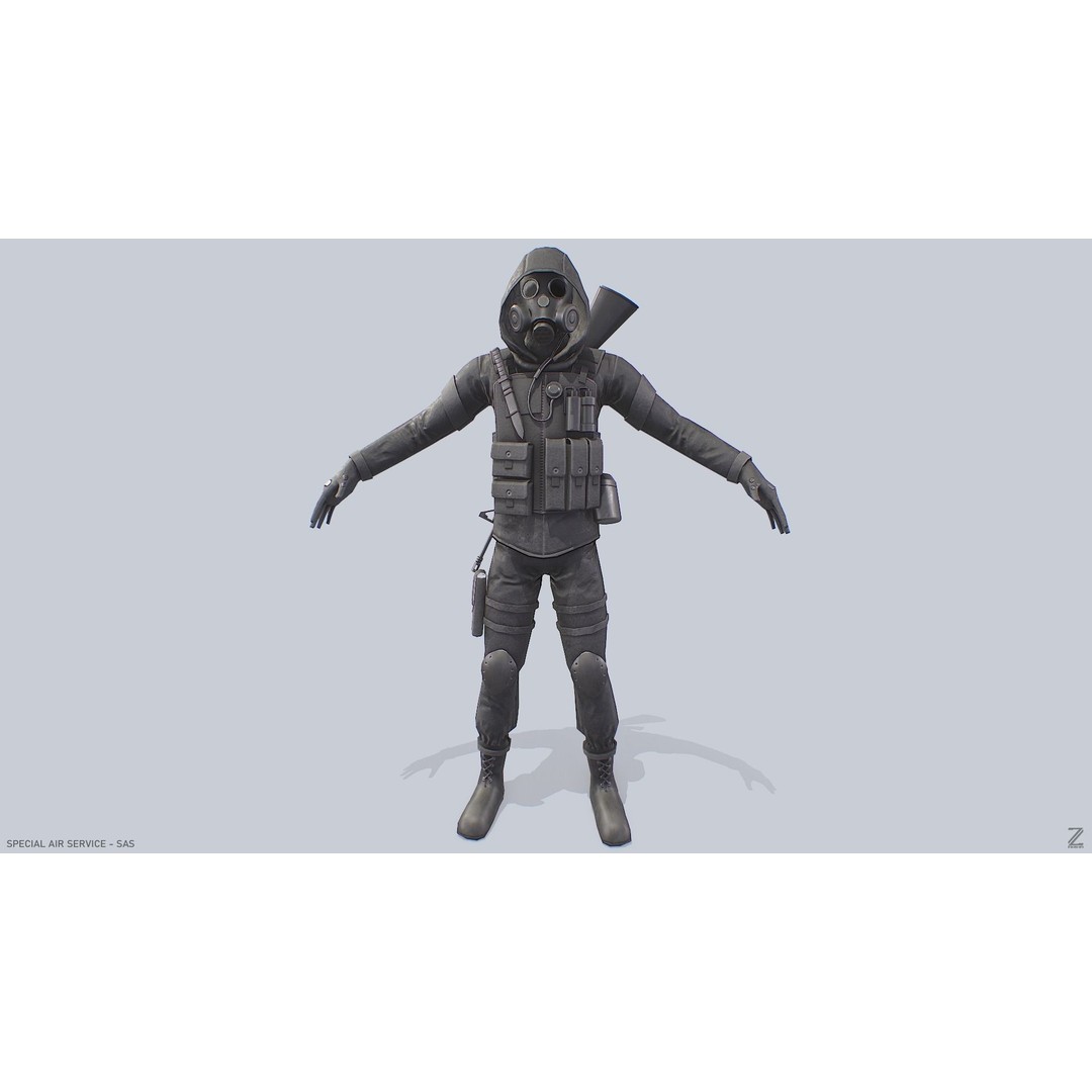 Military SAS 3D Model – Low Poly Character with PBR Textures, FBX - View 10