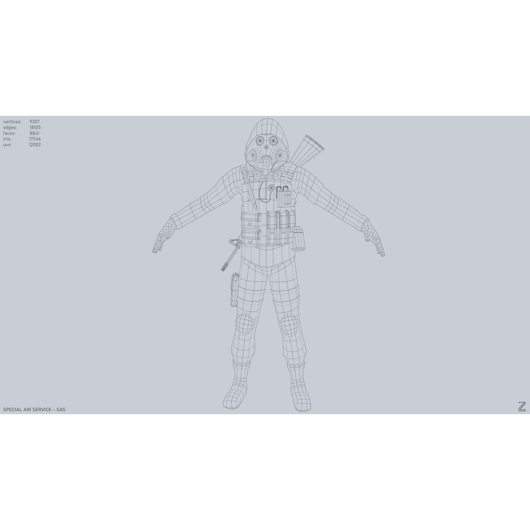 Military SAS 3D Model – Low Poly Character with PBR Textures, FBX - View 11