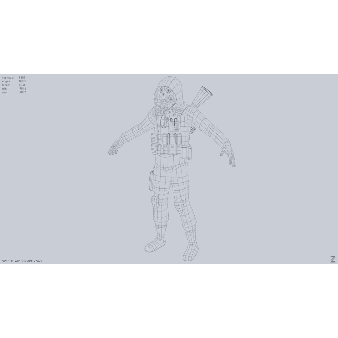 Military SAS 3D Model – Low Poly Character with PBR Textures, FBX - View 12
