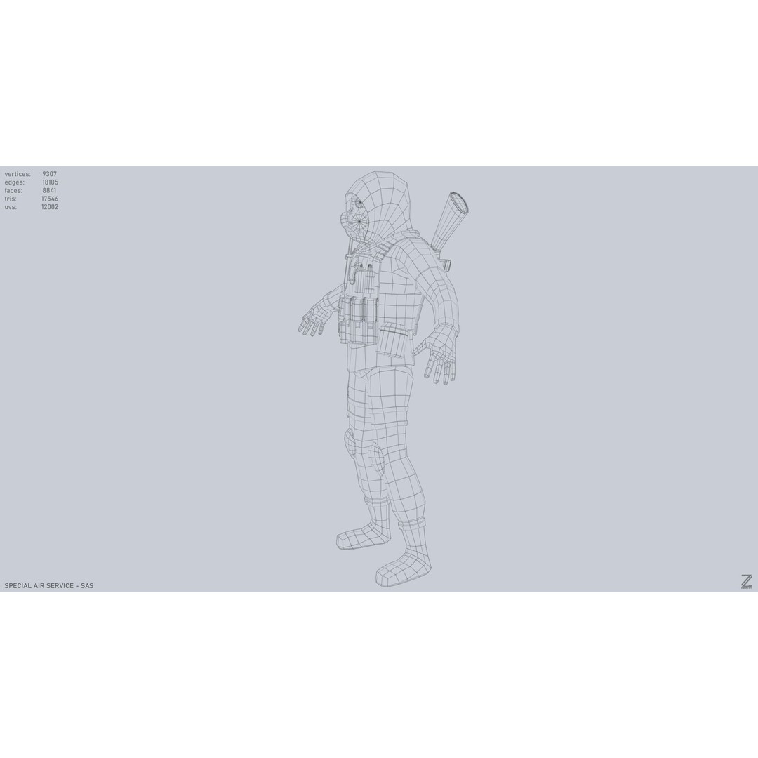 Military SAS 3D Model – Low Poly Character with PBR Textures, FBX - View 13
