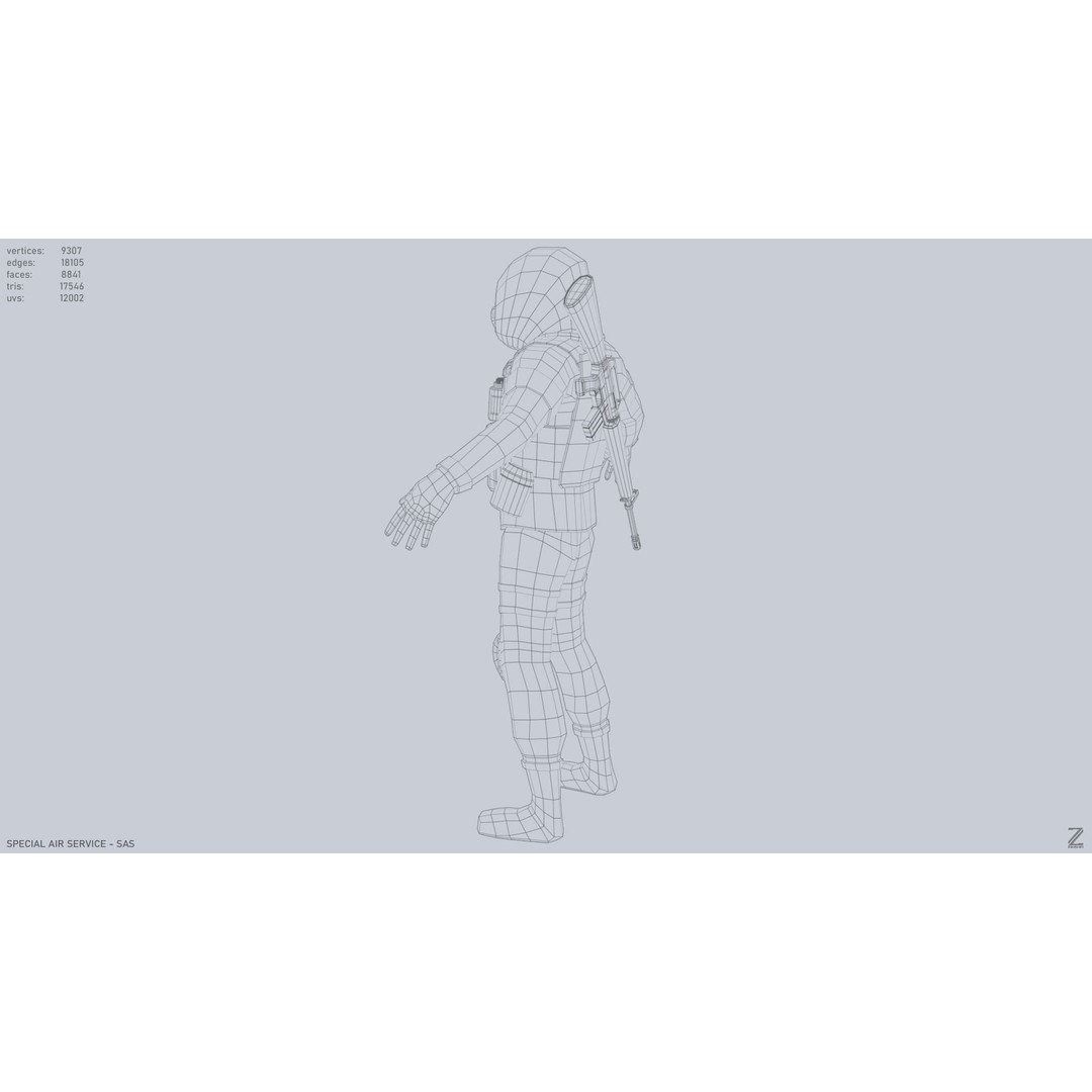 Military SAS 3D Model – Low Poly Character with PBR Textures, FBX - View 14