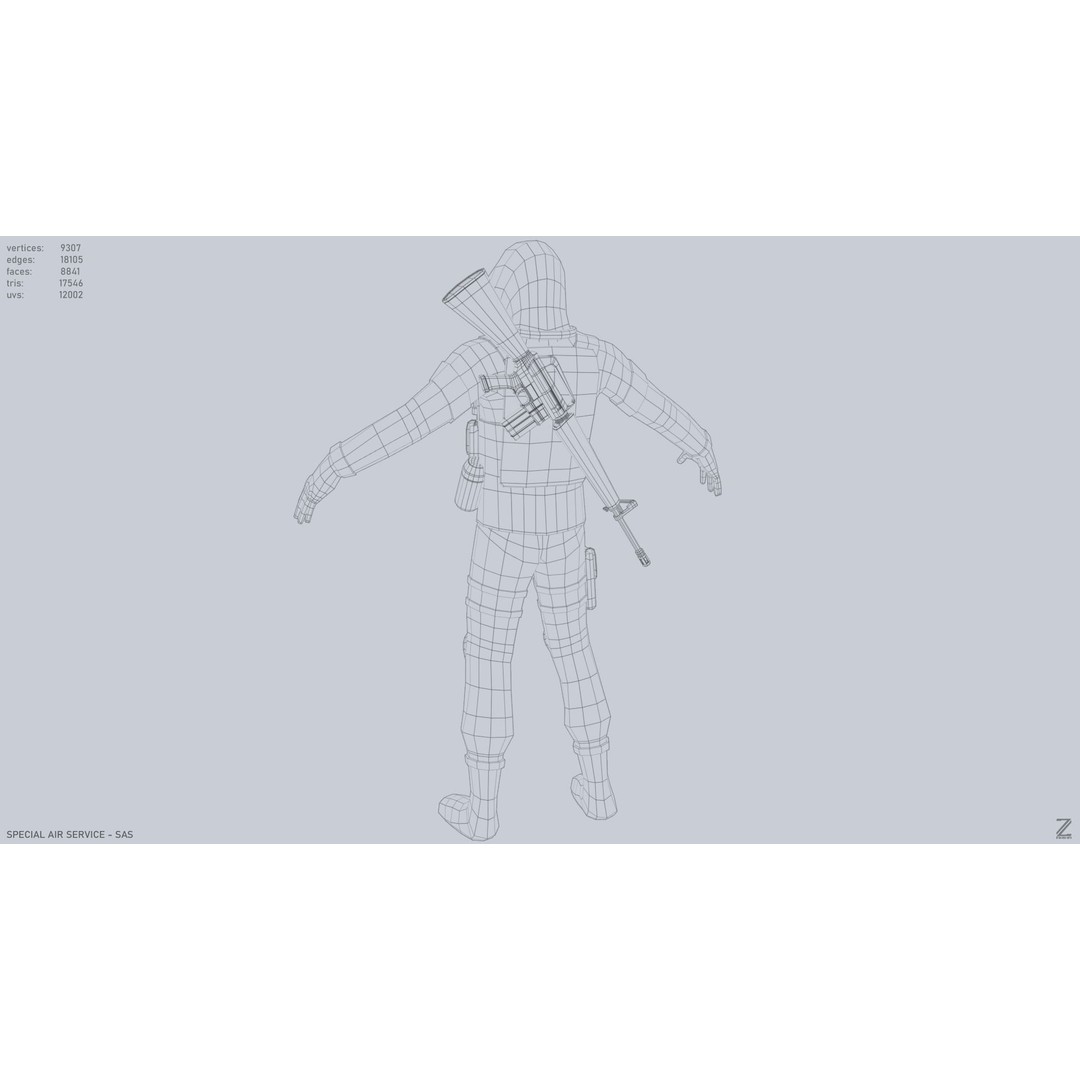Military SAS 3D Model – Low Poly Character with PBR Textures, FBX - View 15