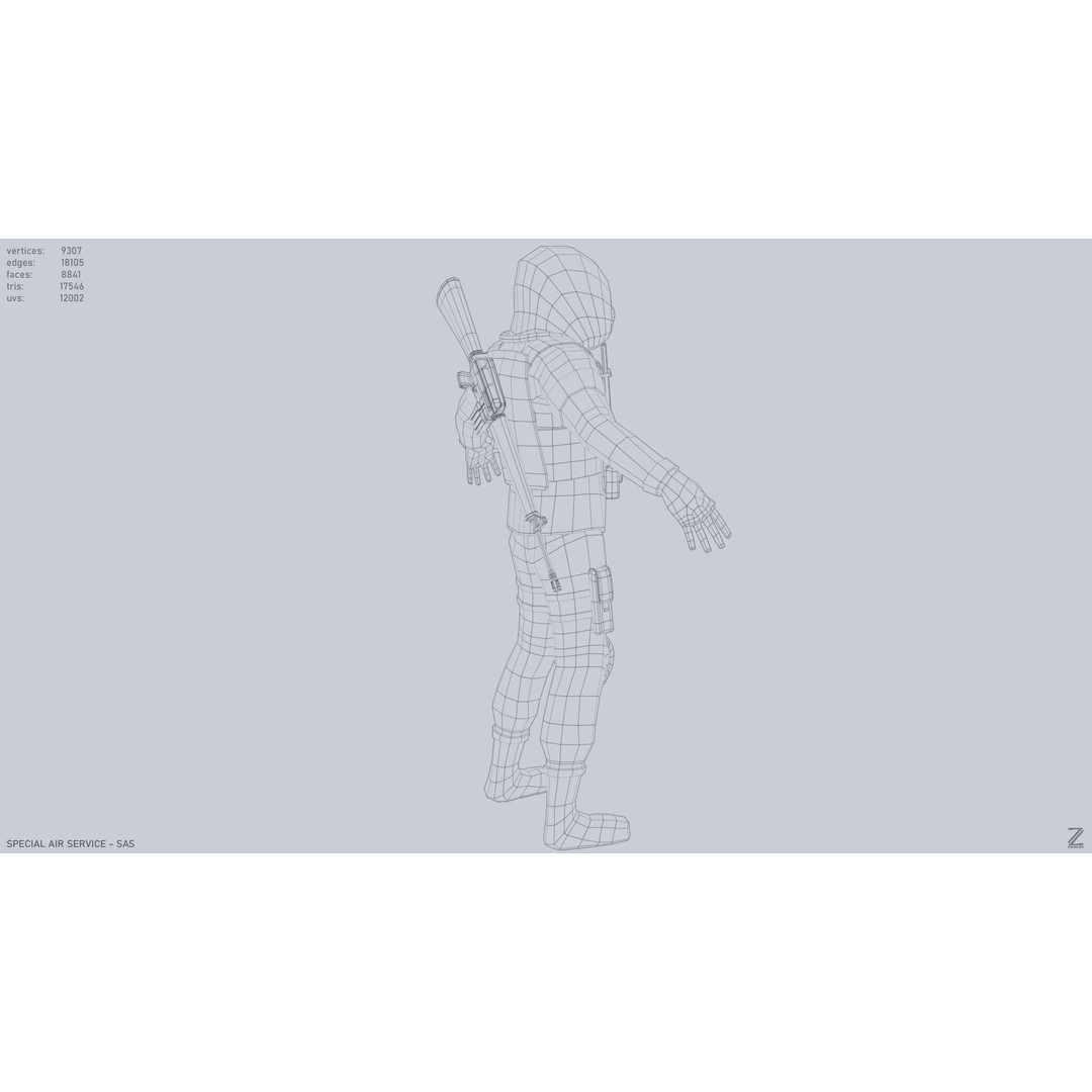 Military SAS 3D Model – Low Poly Character with PBR Textures, FBX - View 16