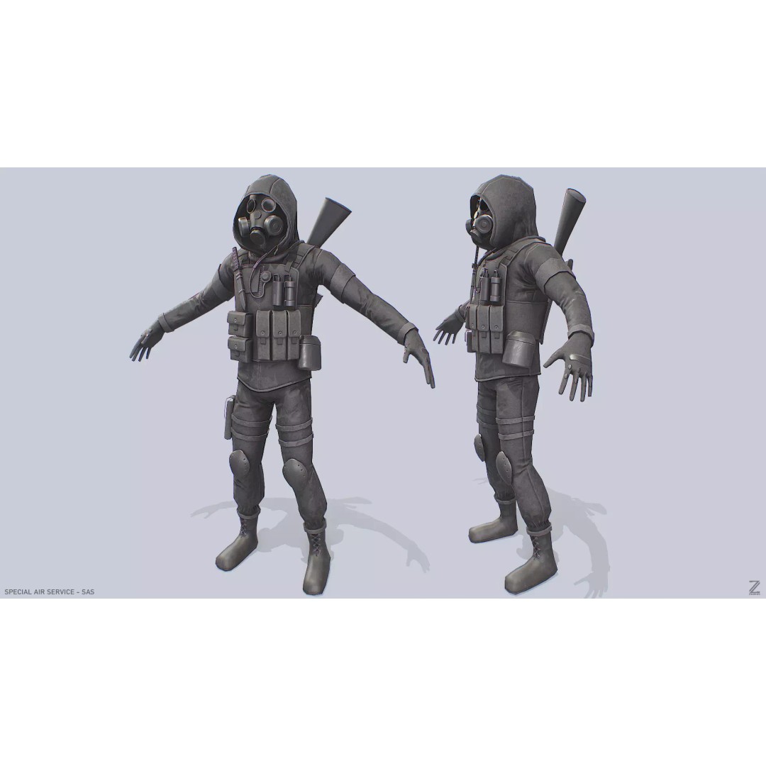 Military SAS 3D Model – Low Poly Character with PBR Textures, FBX - View 2