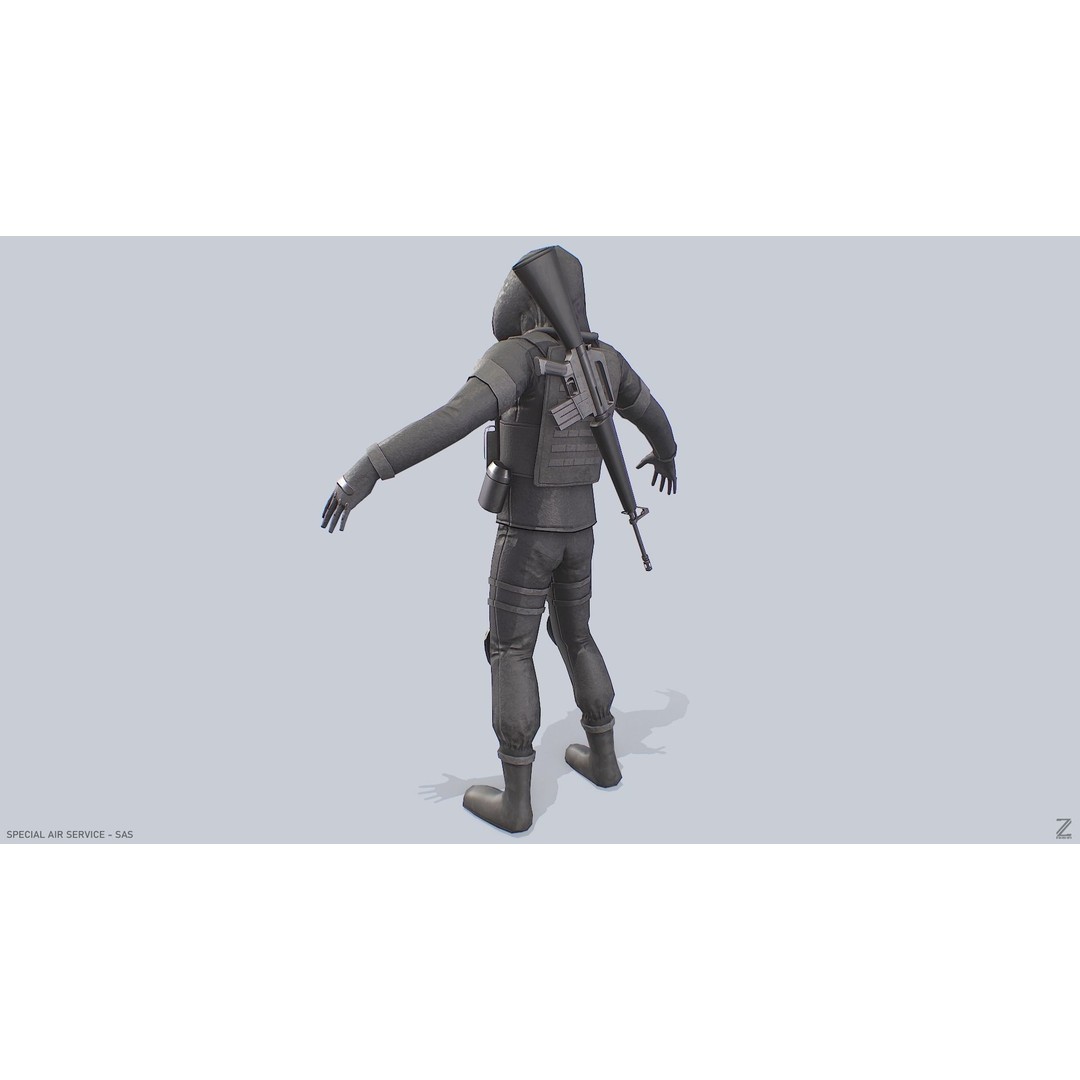 Military SAS 3D Model – Low Poly Character with PBR Textures, FBX - View 3
