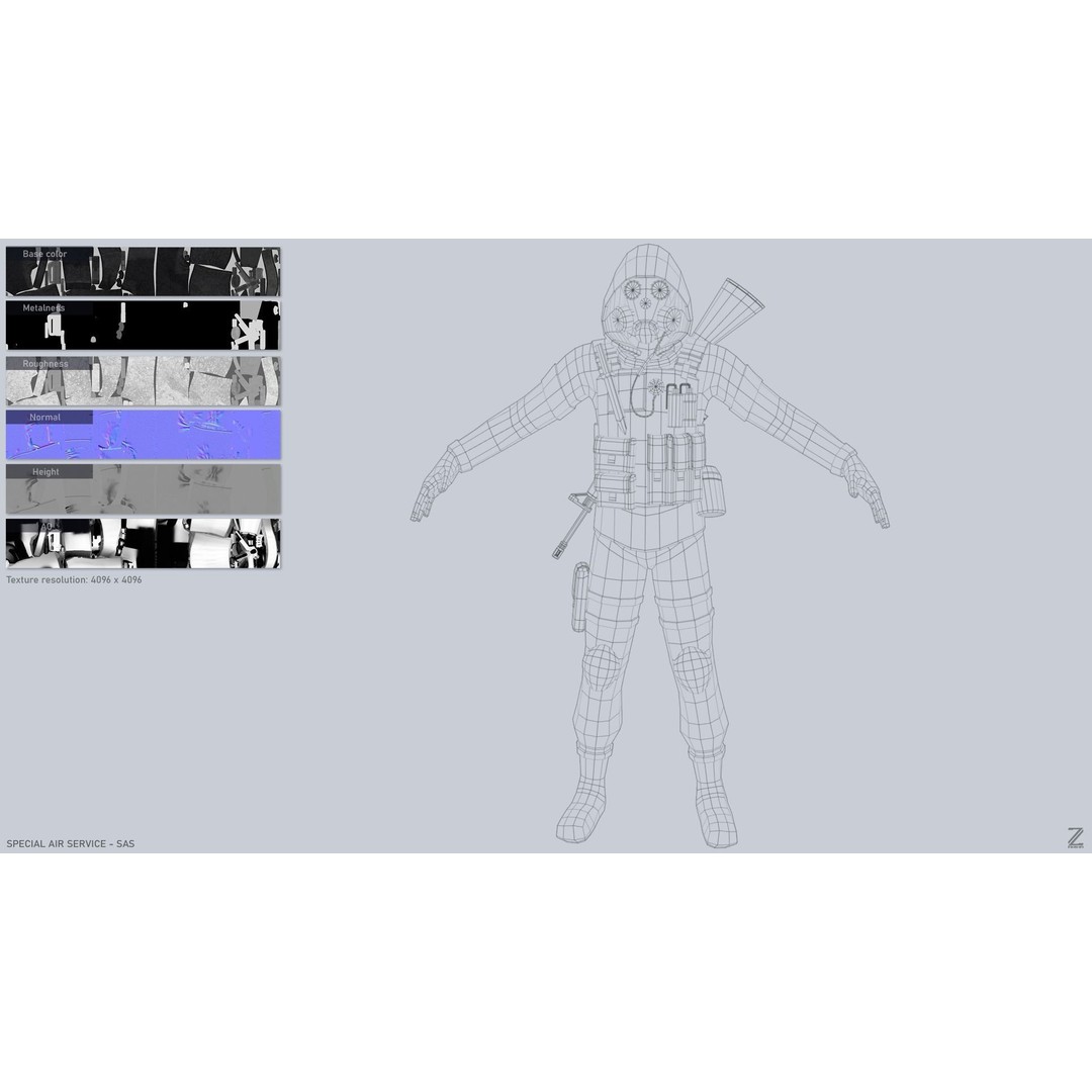 Military SAS 3D Model – Low Poly Character with PBR Textures, FBX - View 4