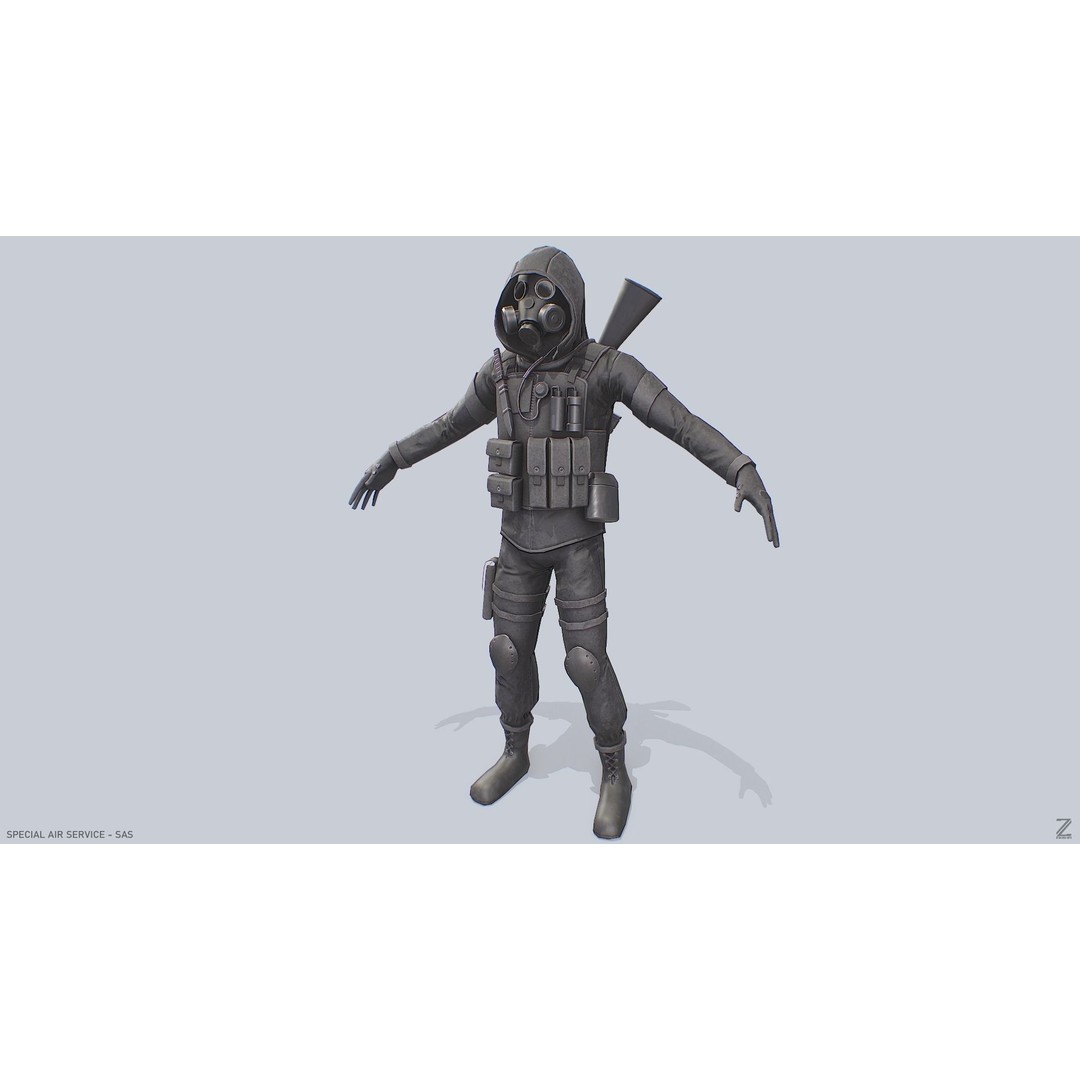 Military SAS 3D Model – Low Poly Character with PBR Textures, FBX - View 5