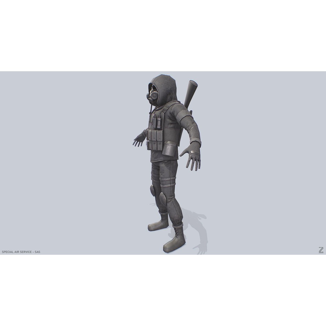 Military SAS 3D Model – Low Poly Character with PBR Textures, FBX - View 6