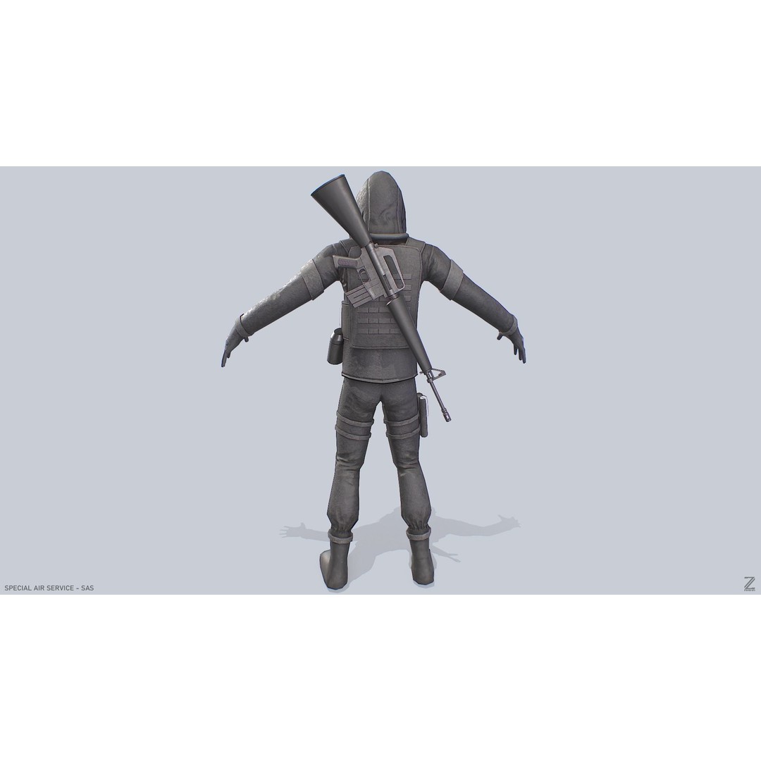 Military SAS 3D Model – Low Poly Character with PBR Textures, FBX - View 7