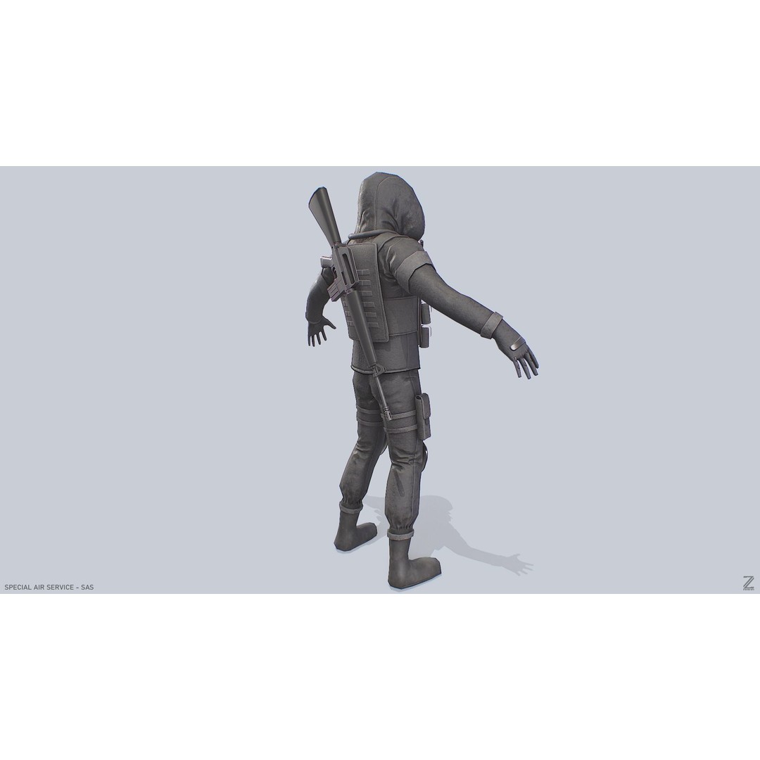 Military SAS 3D Model – Low Poly Character with PBR Textures, FBX - View 8