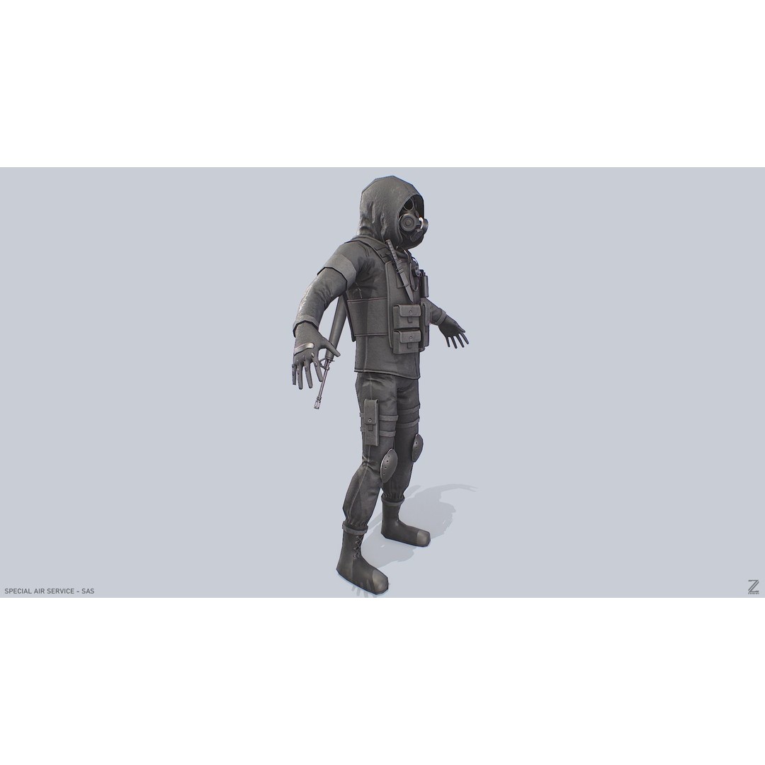 Military SAS 3D Model – Low Poly Character with PBR Textures, FBX - View 9