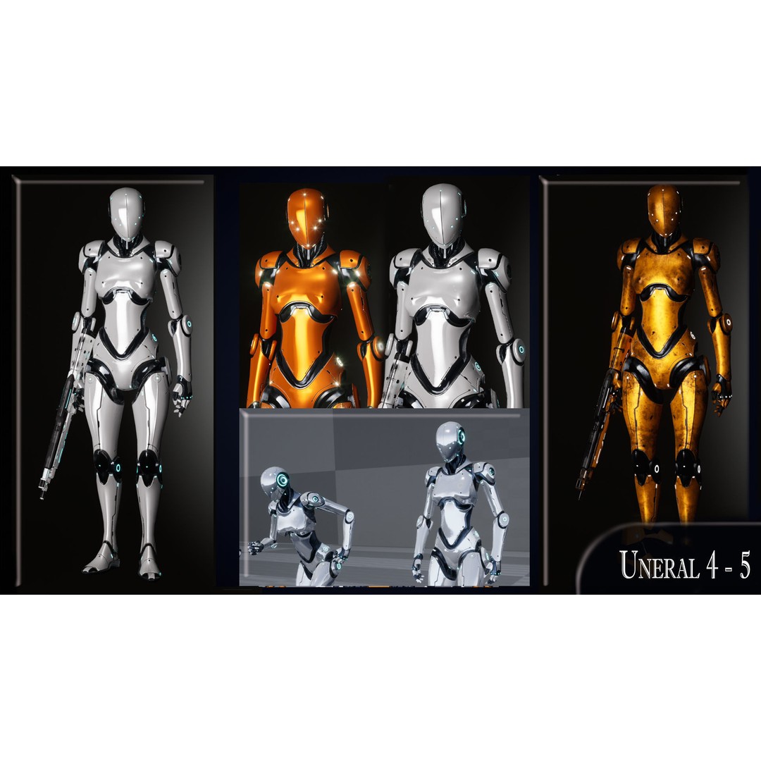Robot 3D Model – Low Poly Game-Ready Character, FBX, PBR - View 13