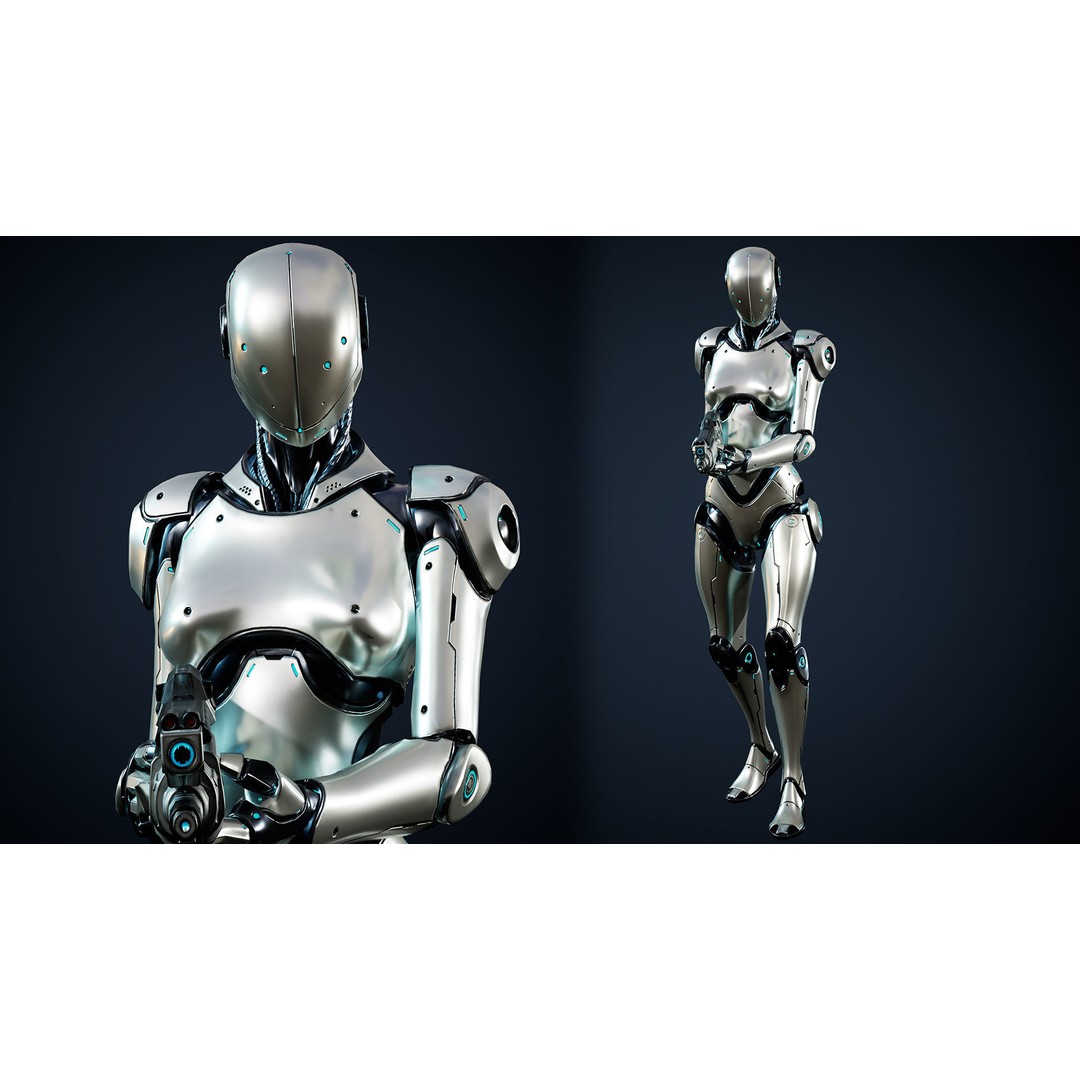 Robot 3D Model – Low Poly Game-Ready Character, FBX, PBR - View 5