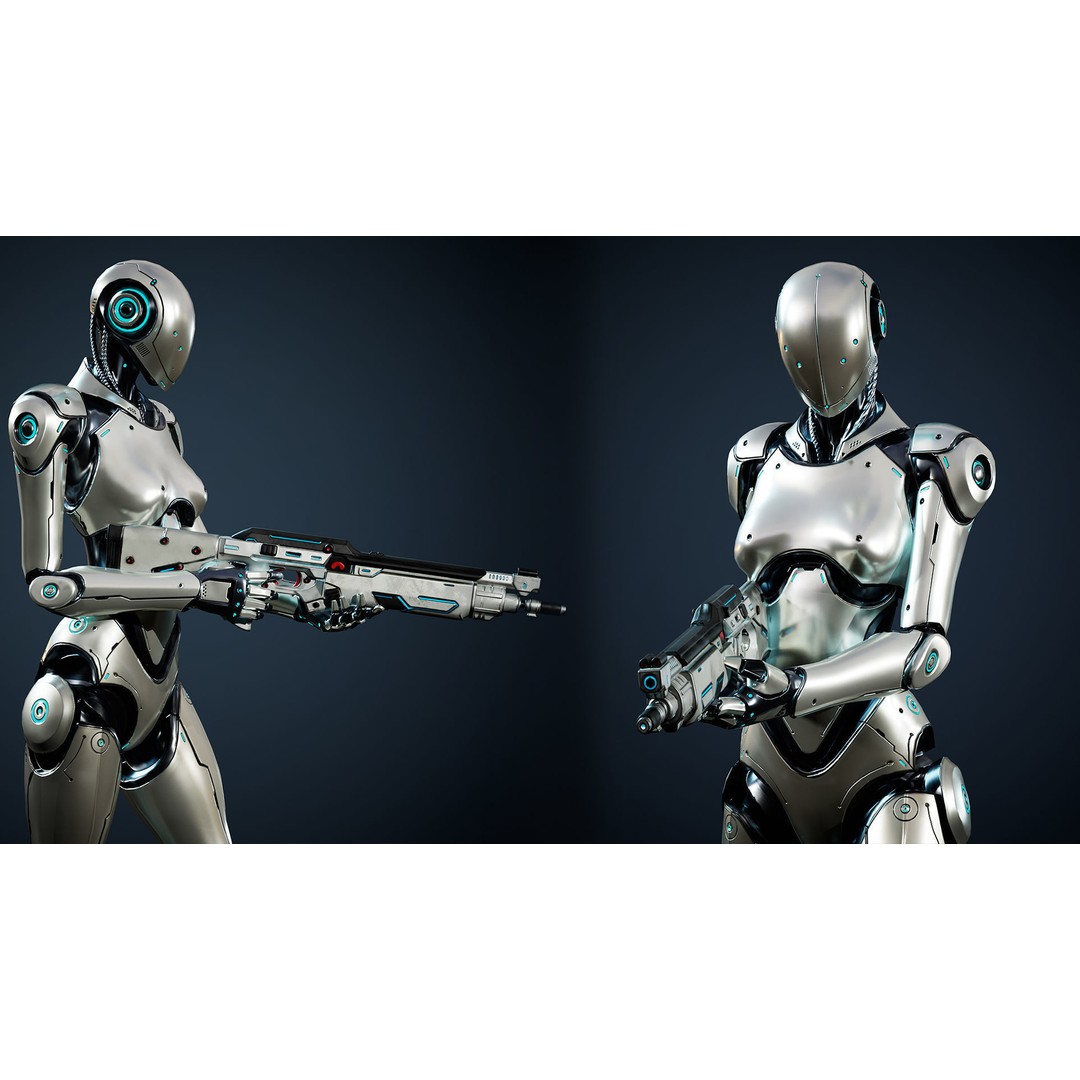 Robot 3D Model – Low Poly Game-Ready Character, FBX, PBR - View 7