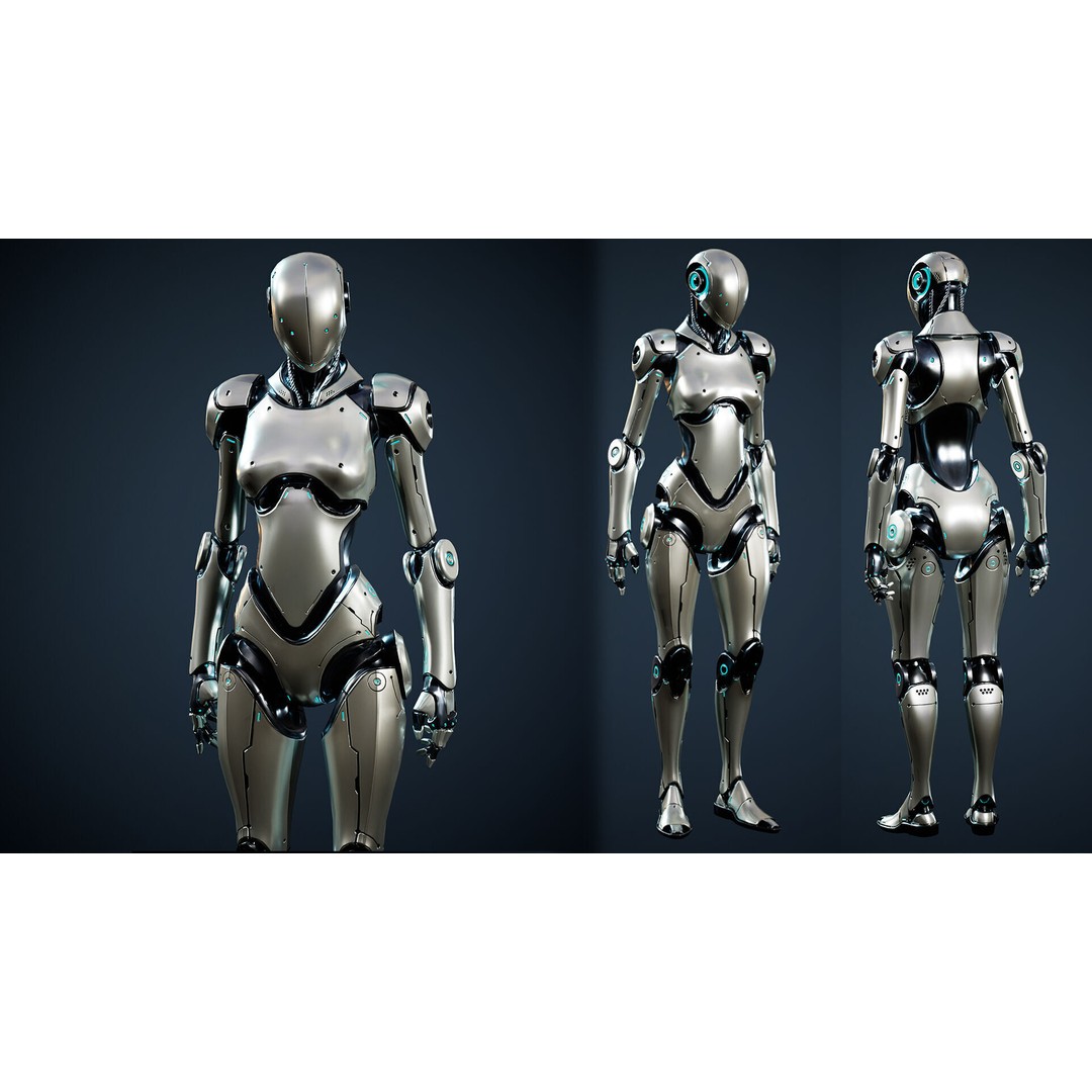 Robot 3D Model – Low Poly Game-Ready Character, FBX, PBR - View 8