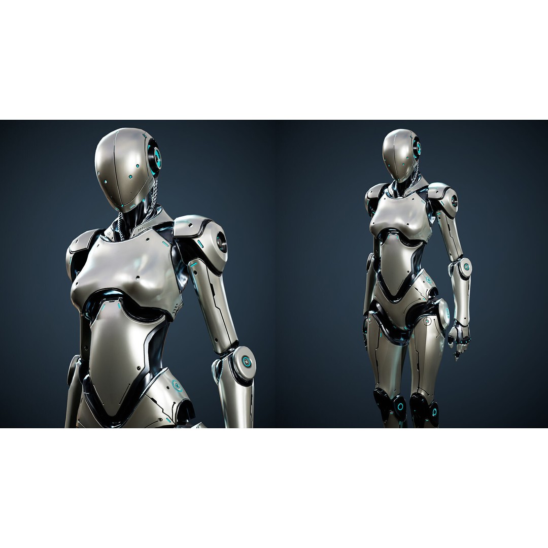 Robot 3D Model – Low Poly Game-Ready Character, FBX, PBR - View 9