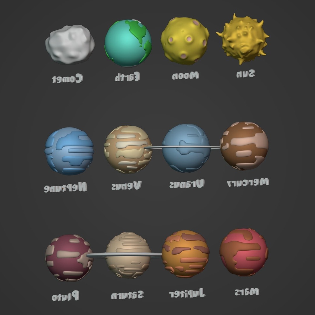 Cartoon Space Pack 3D Model – Low Poly Planets Collection, Blender, FBX - View 10