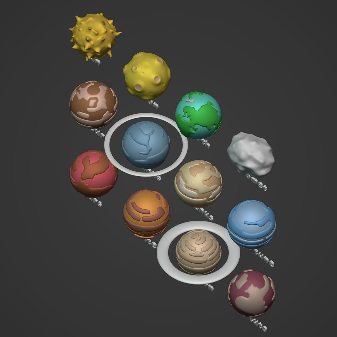 Cartoon Space Pack 3D Model – Low Poly Planets Collection, Blender, FBX - View 14
