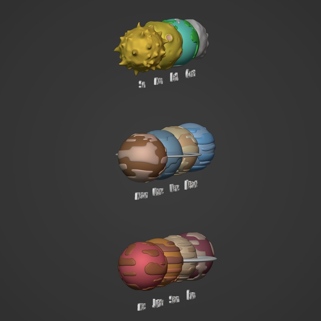 Cartoon Space Pack 3D Model – Low Poly Planets Collection, Blender, FBX - View 8