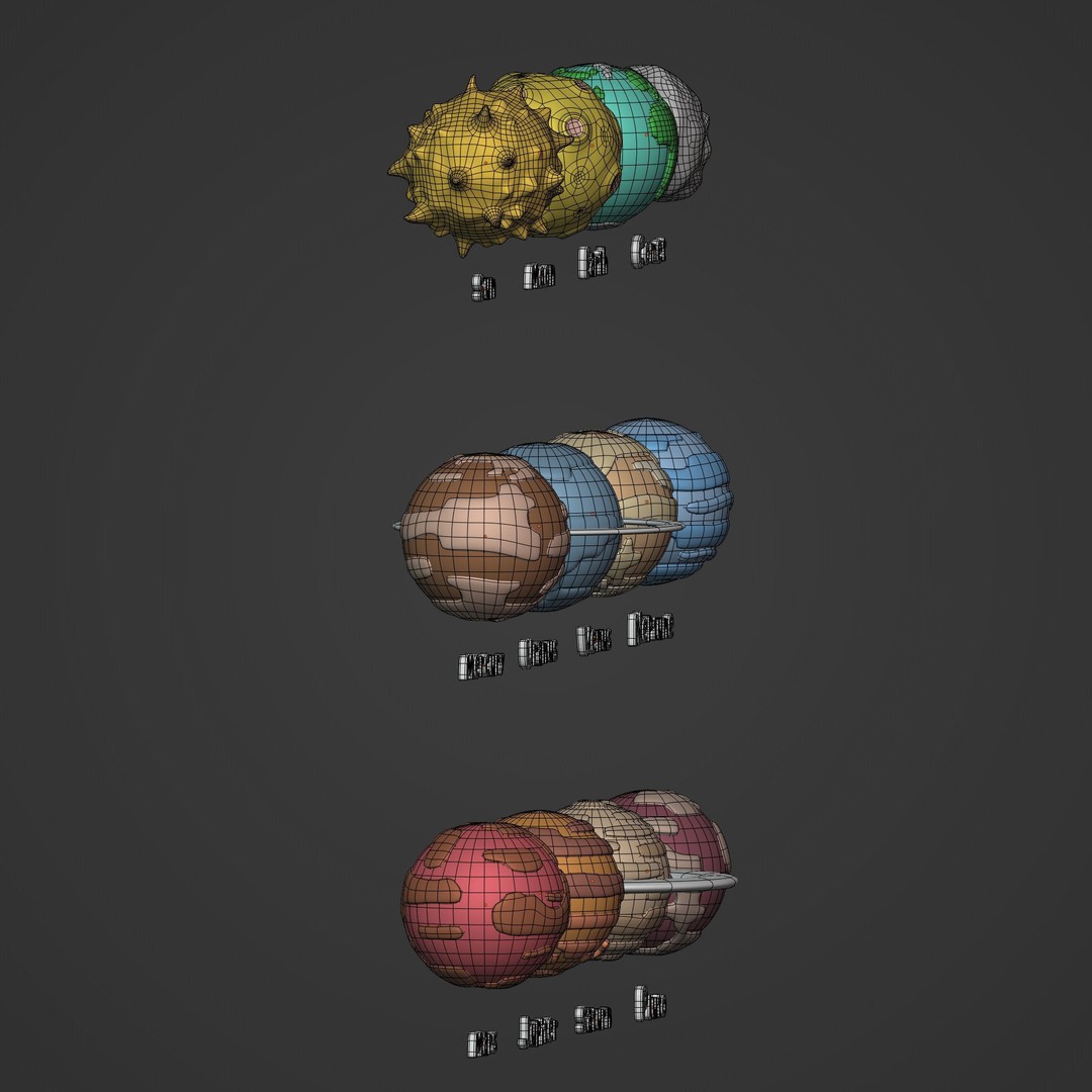 Cartoon Space Pack 3D Model – Low Poly Planets Collection, Blender, FBX - View 9