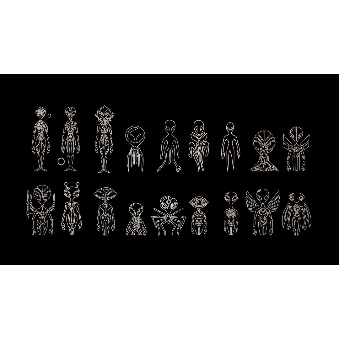 3D Alien Alphabet 3D Model – Low Poly Sci-Fi Glyphs, PBR, FBX - View 11