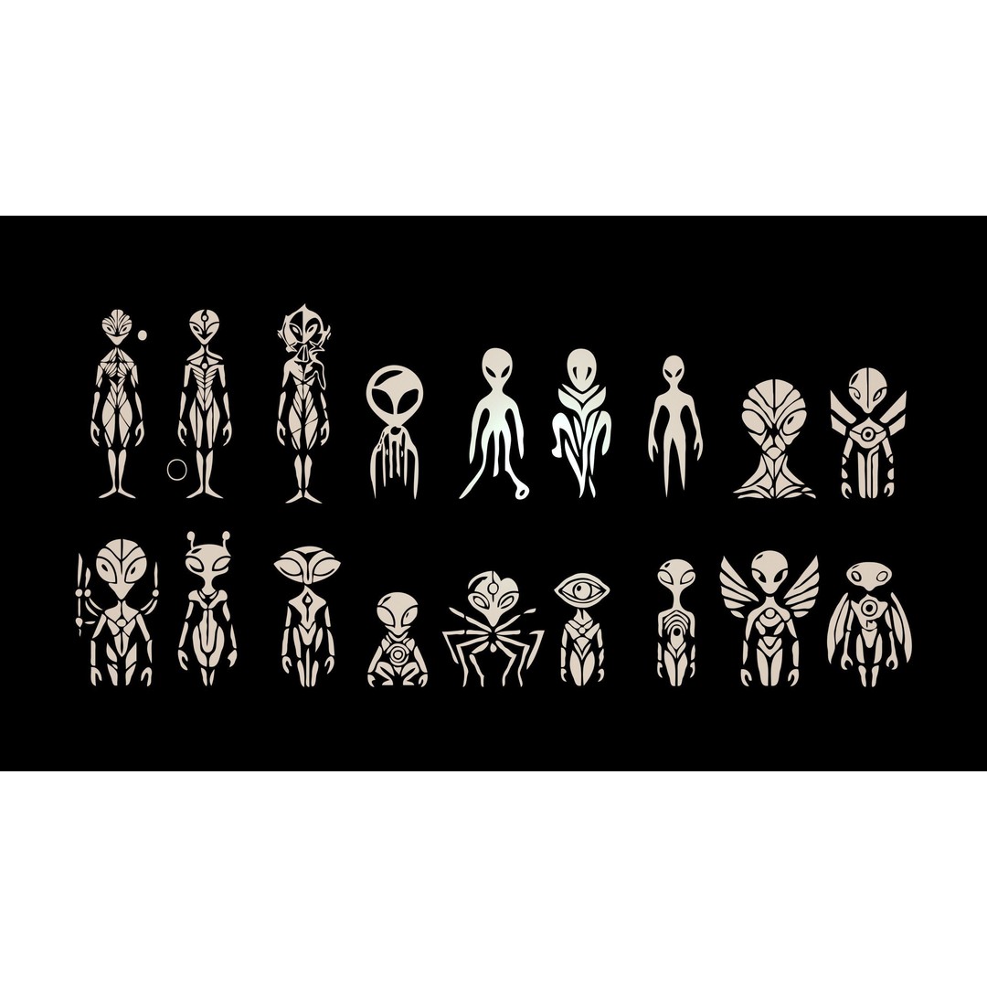 3D Alien Alphabet 3D Model – Low Poly Sci-Fi Glyphs, PBR, FBX - View 12