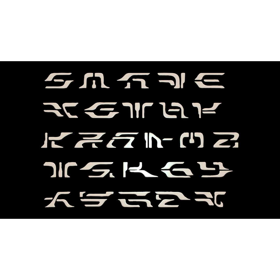 3D Alien Alphabet 3D Model – Low Poly Sci-Fi Glyphs, PBR, FBX - View 24