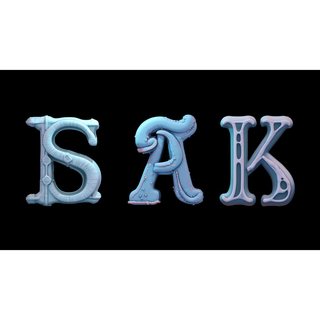 3D Alien Alphabet 3D Model – Low Poly Sci-Fi Glyphs, PBR, FBX - View 27