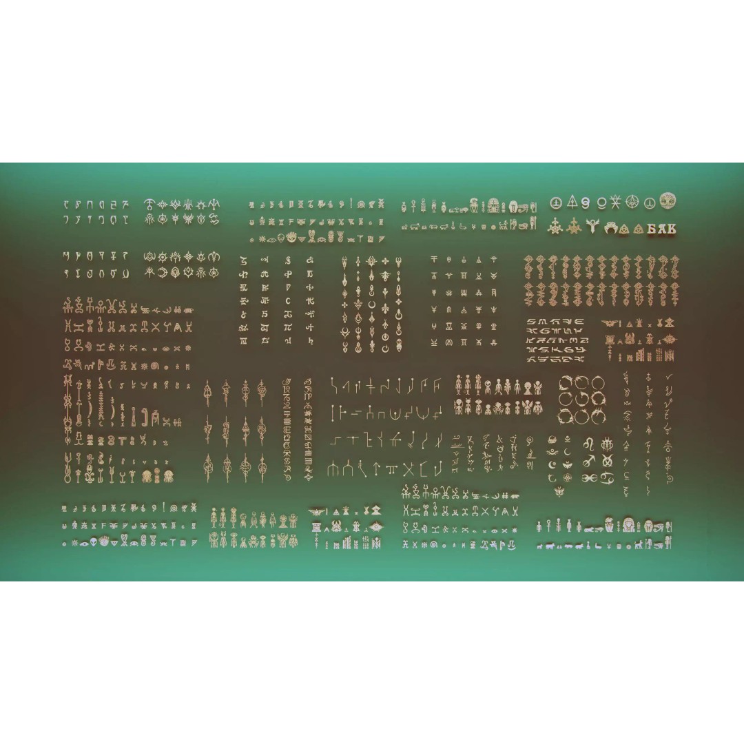 3D Alien Alphabet 3D Model – Low Poly Sci-Fi Glyphs, PBR, FBX - View 3