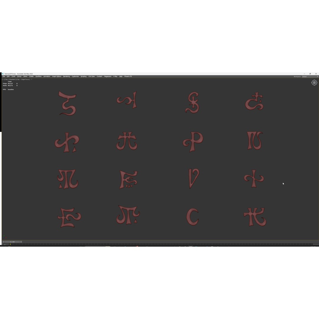 3D Alien Alphabet 3D Model – Low Poly Sci-Fi Glyphs, PBR, FBX - View 35
