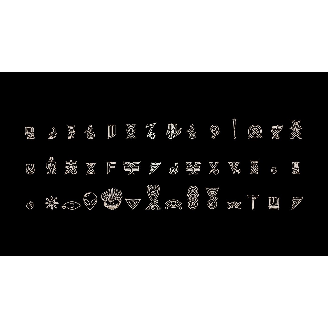 3D Alien Alphabet 3D Model – Low Poly Sci-Fi Glyphs, PBR, FBX - View 5