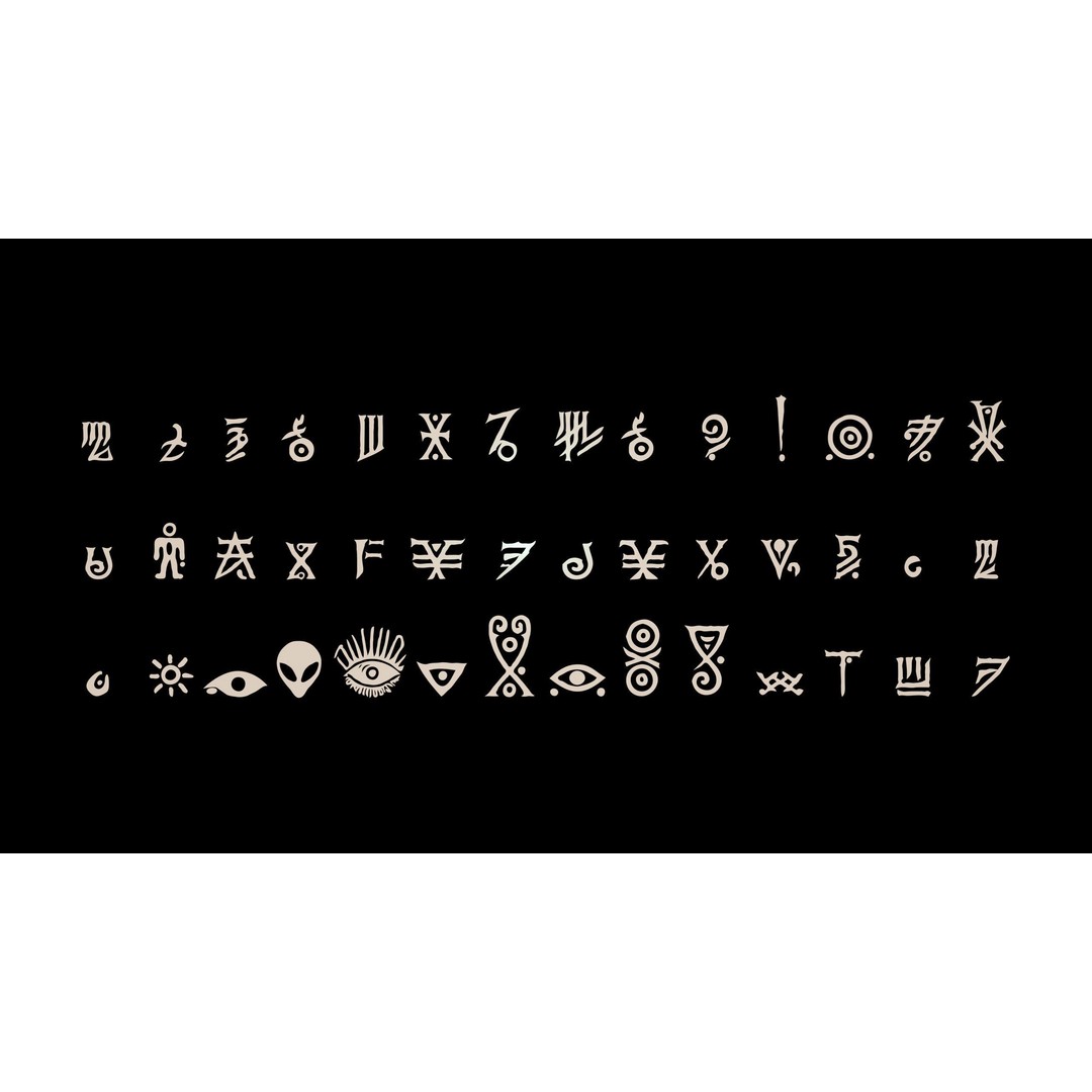 3D Alien Alphabet 3D Model – Low Poly Sci-Fi Glyphs, PBR, FBX - View 6