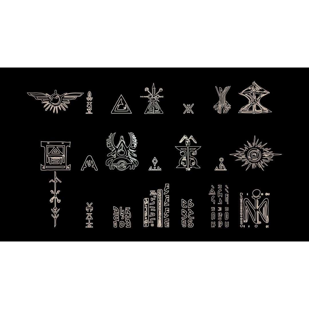 3D Alien Alphabet 3D Model – Low Poly Sci-Fi Glyphs, PBR, FBX - View 9