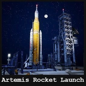 Artemis Rocket Launch 3D Model – Low Poly PBR Game Asset, FBX