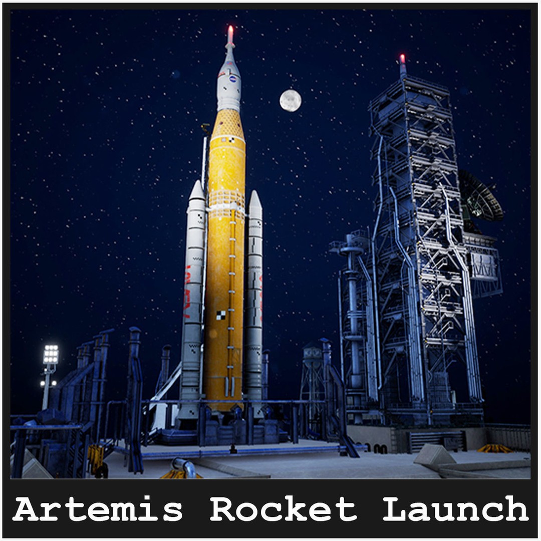 Artemis Rocket Launch 3D Model – Low Poly PBR Game Asset, FBX - View 3