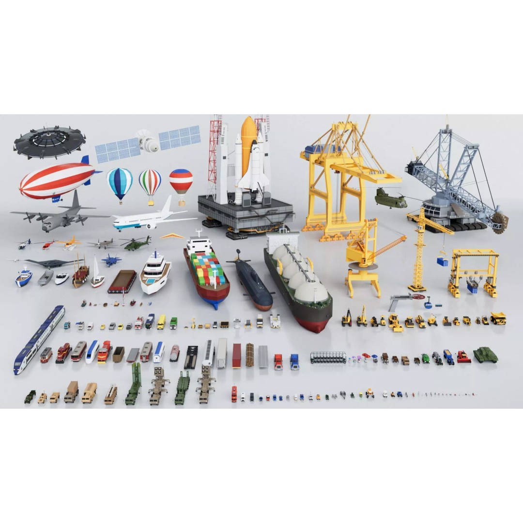 150 Vehicles 3D Model – Game Ready Mega Pack, FBX, OBJ, Blender - View 2