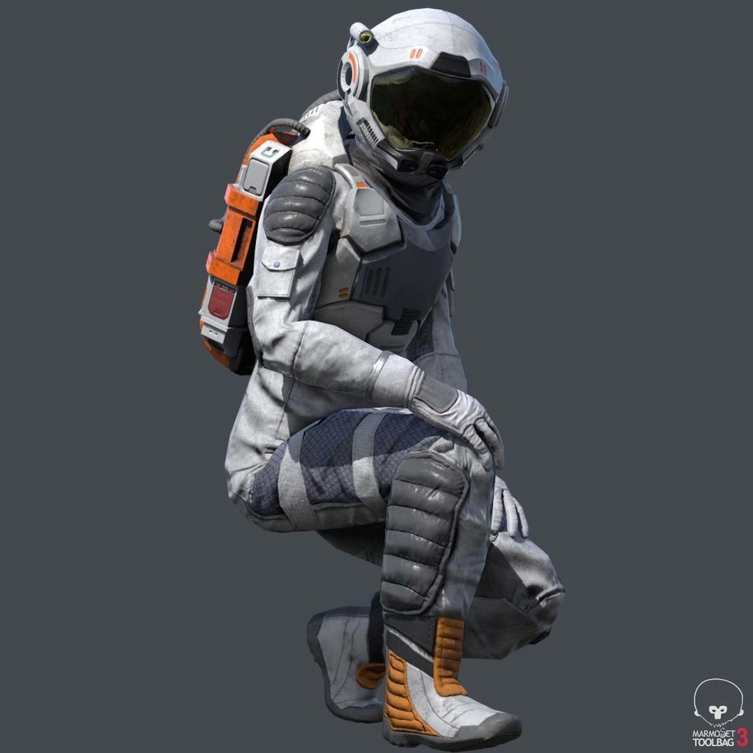 MX00 Male Space Suit 3D Model – Low Poly Game Ready, FBX, Rigged - View 11