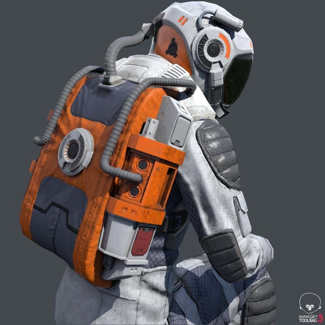 MX00 Male Space Suit 3D Model – Low Poly Game Ready, FBX, Rigged - View 12