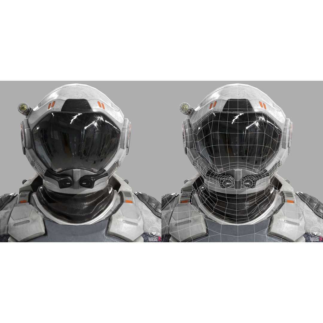 MX00 Male Space Suit 3D Model – Low Poly Game Ready, FBX, Rigged - View 4