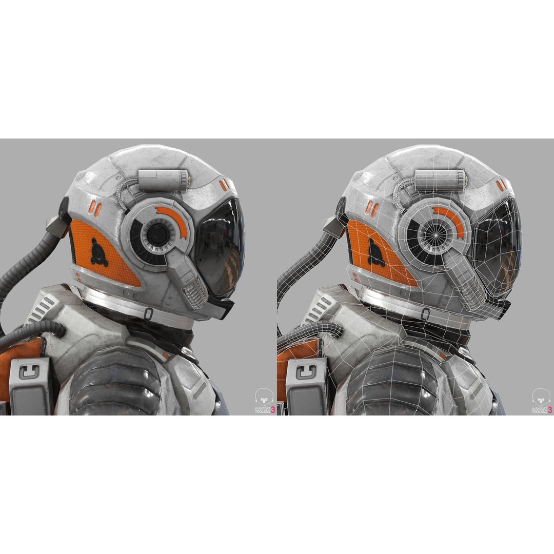 MX00 Male Space Suit 3D Model – Low Poly Game Ready, FBX, Rigged - View 5
