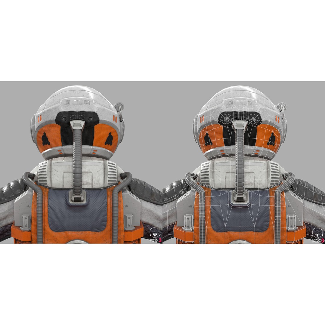 MX00 Male Space Suit 3D Model – Low Poly Game Ready, FBX, Rigged - View 6
